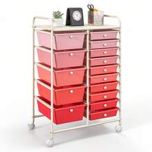 15-Drawer Rolling Storage Cart Mobile Cart With Colorful Drawers & Metal Frame - Bột chuyển màu - Xem 10