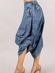 HERTALK Women's Loose Jeans, Wide-Leg Jeans, High-Waisted Pants, Tapered Pants Wide Leg Jeans Woman - Blue - View 2