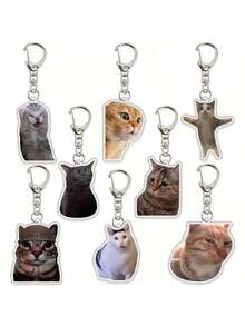 Llavero - Llaveros lindos con diseño de dos gatos hablando, encanto Kawaii divertido, llavero para mochilas, regalos y uso diario, accesorios lindos de vuelta a la escuela - Multicolor - Ver 1