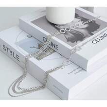 Noessla Layered Long Necklaces For Women Crystal Beaded Statement Necklace Sweater Silver Chain With Gifts Box Jewelry{Inchcolor_nameinch:Inch34-Silverinch} - 34-銀 - 查看 8