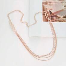 Noessla Layered Long Necklaces For Women Crystal Beaded Statement Necklace Sweater Silver Chain With Gifts Box Jewelry{Inchcolor_nameinch:Inch34-Rosegoldinch} - 34-玫瑰金 - 查看 3