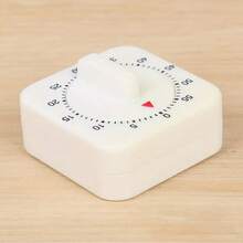 1pc White Square 60 Minute Winding Timer, Kitchen Timer Reminder With Loud Alarm Clock, Manual Countdown Timer For Classrooms, Homes, Study Rooms, And Cooking, Mechanical Countdown Timer - Battery Free Operation - White - View 6
