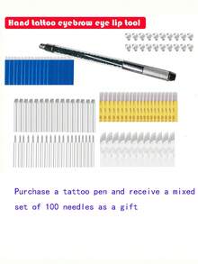 手动纹眉笔套装，含20根或100根混合针头 - 眉毛纹绣工具套装，多种款式可选。手动纹眉笔套装，含20根混合针头，多种设计可选，专业微针纹绣笔 - 三合一多功能眉笔、眼线笔、唇线笔，多种尺寸可选。微针纹绣笔 - 三合一眉笔、眼线笔、唇线笔，多种尺寸可选。