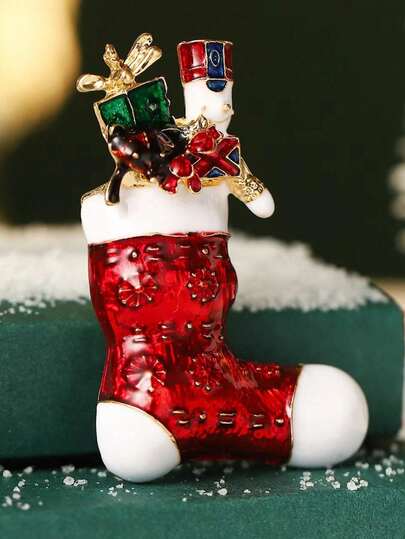 1pc Classic European & American Fashion Christmas Brooch, Creative Gift Suit Accessory Women Chest Flower Decor, Retro Rhinestone Christmas Tree Pin