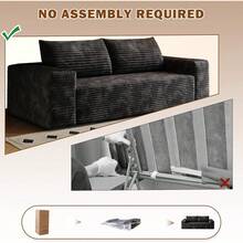 71" Corduroy Boneless Couch, 2-Seater Compression Sofa With 2 Throw Pillows, No Assembly Required, Comfy Loveseat Sofa In A Box, Deep Seat, Modern Couches For Living Room (Green, 71 Inch) - màu đen - Xem 11