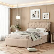 Bed Frames - beige marrone + MDF - Visualizzare 1