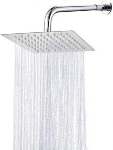 COMVIDA Cabeza de Ducha de Lluvia de Alta Presión, Regadera Cuadrada de Acero Inoxidable de 8 Pulgadas, Cabezal de Ducha de Lluvia Ultrafina con Montaje Fijo para Baño, Cromo Espejo, CV-50018 - Níquel Cepillado - Ver 1