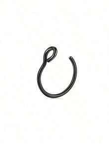 1Pcs/3Pcs Set 8mm Stainless Steel Fake Nose Ring, Non-Piercing Clip On Lip Septum Hoop, Faux Nose Jewelry, Goth Punk Grunge Aesthetic Lip Nail, Cartilage Earring, Body Jewelry For Women Men, Christmas Halloween Party Concert Gifts, Alternative Emo Punk Accessories - 銀色 - 查看 9