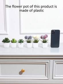 1pc/6pcs Artificial Mini Succulent Potted Plants, Suitable For Home Table Centerpiece, Office Bookshelf Windowsill, Wedding Party Decor