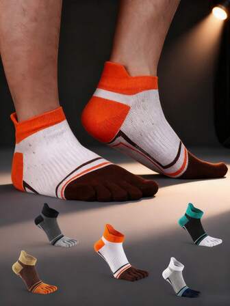 1/4/5 Pairs Multi-Color Men/Women's Fashion Toe Socks, Soft & Comfortable Compression Ankle Fit Five Toe Socks, Low Cut High Elastic Breathable Casual Sports Socks, Suitable For Sports Running Low Cut Ankle Socks, Antibacterial Odor-Resistant Soft Moisture-Wicking Fabric, All Seasons