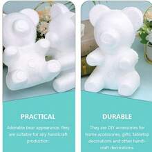 1/2个白色泡沫熊模具，可用于制作泡沫玫瑰DIY熊、婚礼花卉、婚礼派对装饰、餐桌装饰品、派对礼物装饰品、圣诞装饰品、DIY圣诞礼物。 - 彩色 - 查看 6