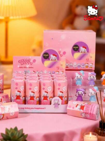 Sanrio 1pc Sanrio Hello Kitty Random Style Mystery Surprise Blind Box Set - Cute Hello Kitty Fan-Collectible Mini Figures, Ideal For Desktop Decor, Home Decor For Toy Enthusiasts, And Office Anime Toys, Perfect For Birthday, Christmas, And Holiday Party Gifts.