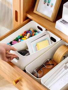 10-Pack White Plastic Storage Boxes With Dividers - Multi-Purpose Open Drawer Organizers For Nursery Rooms, Phone Cases And Bedside Essentials | Space-Saving Clear Design (White) - White - View 8