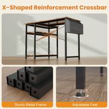 L Shaped Computer Desk With Storage Bag And 2 Adjustable Shelves,110cm Space-Saving Corner Desk With Headphone Hook, Reversible Home Office Table With Storage For Small Spaces, Study, And Remote Work - Brown - View 4