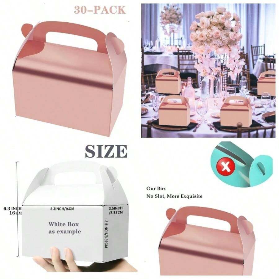 - Paquete de 30 cajas de regalo de verdes, cajas de regalo, cajas de regalo de papel a dos aguas con asas. Perfecto para jardinerapulgares verdes, suministros de decoracin de y - Oro rosa (paquete de 30) - Ver 1