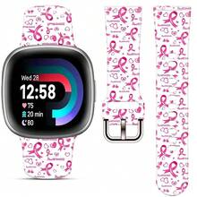 Compatible con la correa del reloj Fitbit Versa 3, Versa 4, Sense, Sense 2, Correa de repuesto de silicona con estampado navideño{Inchcolor_nameinch:InchEstilo de conciencia del cáncer de mamainch,Inchsize_nameinch:InchParaVersa4/Versa3/Sense2/Senseinch - Concientización sobre el cáncer de mama sty1 - Ver 1