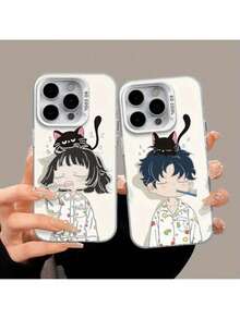 a la UE (DE y ES) Funda de teléfono de pareja de gatos para hombres y mujeres, adecuada para iPhone 16 Pro Max, funda de teléfono de alta calidad para iPhone 15pro/14Pro/13 Pro/12Pro unisex, resistente a golpes, resistente a arañazos, funda de teléfono de alta calidad. - Negro - Ver 2