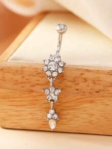 1pc Hypoallergenic Stainless Steel Gold Plated Belly Button Piercing Ring, Navel Piercing Jewelry With Rhinestones For Women, Western Gold Silver Pink Fake Belly Piercings Rings