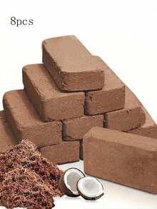 1/2/4/6/10 块压缩椰子纤维砖 - 高营养椰子纤维壳基质，泥炭藓土壤混合物，用于园艺、种子发芽和植物生长，适合室内和室外使用，室内种植介质 | 自然外观 | 高营养土壤，椰子纤维砖