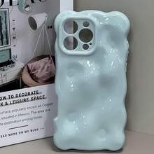 A 3D Personalized Water Wave Pattern Phone Case Suitable For IPhon16 15 14 Plus 16 15 14 13 Pro /Pro Max Glossy Bubble Case With A Wavy Edge Design, Featuring A Minimalist Style Unique Shape - 粉色 - 查看 6