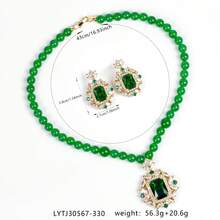 3 Pieces/Set Of Crystal Colored Stone Pendant Necklace Earrings Set, Fashionable And Luxurious, Suitable For Women's Gatherings Or Banquets