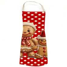 1pc Adult Gingerbread Tree Red Linen Apron - Holiday Christmas Apron, With Gingerbread Cookie Design, Durable Fabric, Holiday Cooking, Women's Apron, Funny Apron, Women's Novelty Apron, Men's Apron, Christmas Apron Women, Novelty Apron, Women's Apron, Women's Christmas Apron, Teacher Apron Linen Apron - Multicolor - View 8