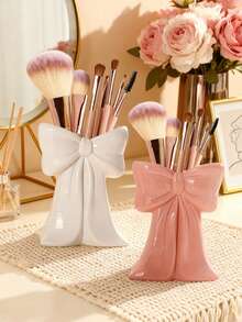 1pc Cute Bow-Shaped Pen Holder - Desktop Organizer Of Makeup Brushes And Office Supplies, Elegant Makeup Brush Storage, Perfect For Creative Decorative Designs For Girls, Students And Girls