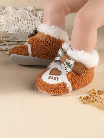 New Winter Warm Snow Boots, Cute Toddler Infant First Walker Shoes, Cartoon Warm Plush Infant Shoes Suitable For 0-1 Year Old Newborns