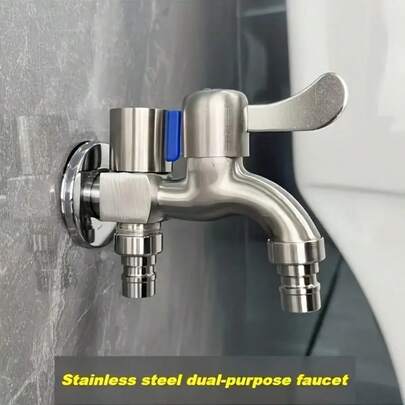 Modern Stainless Steel Dual-Purpose Faucet With Ceramic Valve - Single-Hole Installation, G1/2 Connection, No Electricity Needed, Brushed Finish For Indoor & Outdoor Use, Faucet For Bathroom, Kitchen, Laundry, Bathroom Faucet, Sleek Design, Construction Kitchen Items Kitchen Accessories Kitchen Tools