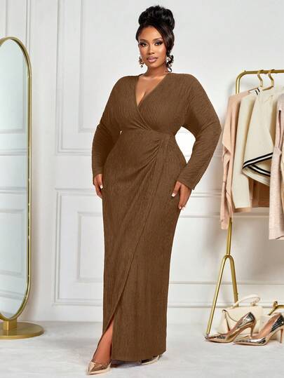 BIUBIU Plus Size Women Long Sleeve V-Neck Casual, Elegant, Minimalist Spring/Autumn/Winter, Back To School, Thanksgiving Dress