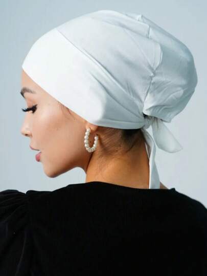 1 pieza Gorro turbante de unicolor, simple y de moda, con correa suave, pañuelo, diadema, gorro para quimioterapia, adecuado para la vida diaria y deportes al aire libre