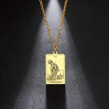TEAMER Stainless Steel Tarot Cards Necklace Vintage Tarot Jewelry Good Luck Amulet Pendants For Women{Inchcolor_nameinch:InchGold-STRENGTHinch} - 黃金強度 - 查看 7
