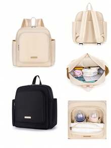 1pc Multifunctional Mommy Bag, Can Be Worn As Backpack Or Shoulder Bag, With Bottle Warmer And Wet/Dry Separation