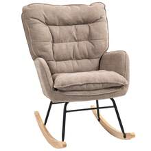 HOMCOM Rocking Chair, Rocking Chair, Armchair, Relaxing Chair With Chenille Look, Rocking Chair With A Load Capacity Of 120 Kg For Bedroom, Living Room, Brown On Site - 1 - View 9