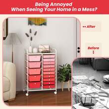 15-Drawer Rolling Storage Cart Mobile Cart With Colorful Drawers & Metal Frame - Bột chuyển màu - Xem 4