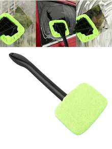 1pc Multifunctional Car Window Cleaning Brush, Windshield Cleaner Tool With Long Handle For Car Interior And Wiper - Black - View 6