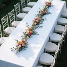 1件纯色简约桌布，适用于用餐、派对、餐厅、婚礼装饰、家庭聚会、会议室、餐厅、酒店、客厅、派对等场合。 - 白色 - 查看 10
