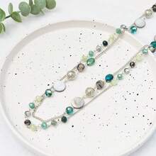 Noessla Layered Long Necklaces For Women Crystal Beaded Statement Necklace Sweater Silver Chain With Gifts Box Jewelry{Inchcolor_nameinch:InchGreeninch} - 綠色 - 查看 9