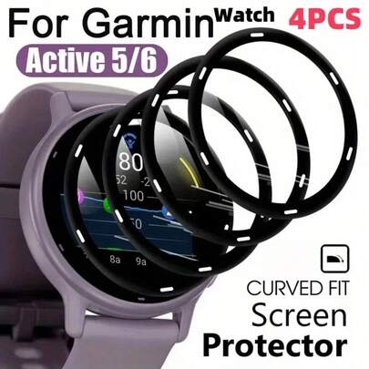 4pcs Ultra-Clear Screen Protector Film For Garmin Vivoactive 5/Vivoactive 6, High Definition Composite Soft Film, Full Coverage Of Curved Edges, Thin & Smooth, Scratch-Resistant, Sensitive Touch, Suitable For Smartwatch Outdoor Use