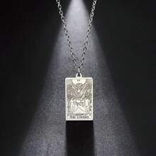 TEAMER Stainless Steel Tarot Cards Necklace Vintage Tarot Jewelry Good Luck Amulet Pendants For Women{Inchcolor_nameinch:InchSilver-THELOVERSinch} - 銀-THELOVERS - 查看 7
