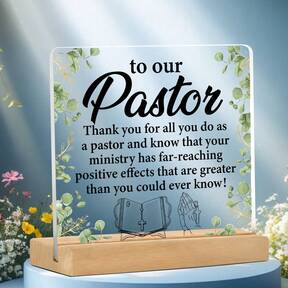 Appreciation Gift For Pastor, Thanksgiving Gift, Retirement Gift For Pastor, Preacher, Church Leader, Desktop Decor Sign For Our Pastor, Acrylic Home Decor, Gifts For Thanksgiving, Halloween, Christmas And New Year