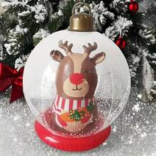 1 pieza Bola de Navidad inflable con LED y base roja - Árbol de Navidad, muñeco de nieve y decoración de invierno con efecto de parpadeo, control remoto y asa para colgar, adecuado para interiores/exteriores, decoración de Navidad, Año Nuevo y fiestas de invierno - Fácil de instalar, durable y portátil, adorno esférico con cambio de color, diseño clásico para celebración de Navidad y Año Nuevo