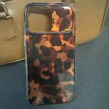 Vintage Black Brown Tortoiseshell Foil Texture Phone Case Compatible With IPhone 16 Pro Max, Apple 15, Soft Cover For 14 New, 12 Pro, 13 Pro Max, Anti-Fall Protective Cover For Women. The Color May Vary Slightly Under Different Display Angles. Waterproof Shockproof Scratch Resistant