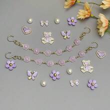 18Pcs Flower Shoe Chain Charms For Women, Bling Shoe Charms For Girls Clog Sandals, Girly Shoe Chains, DIY Shoe Decoration Accessories For Party Favor - 紫色 - 查看 7