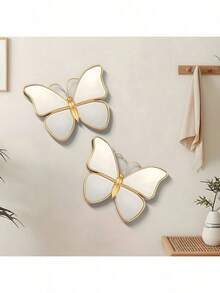 1pc Creative Decorative Mirror, Luxury Vintage Butterfly Decor, Unique Wall Hanging Mirror For Living Room - Gold 1-pack - View 3