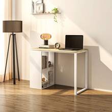 HOMCOM Computer Desk With Shelves, Modern Office Desk With Steel Frame, PC Desk For Home Office, Study Room, Small Space, 54 X 75 Cm, Oak Finish