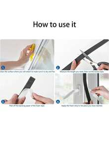 1roll Self-Adhesive Foam Insulation Tape - Weatherproof Seal Strip For Doors & Windows, Soundproofing, Air Conditioner Leak Prevention, 25mm Wide X 20mm Thick X 196.85inch Long, Black - Multicolor - View 5