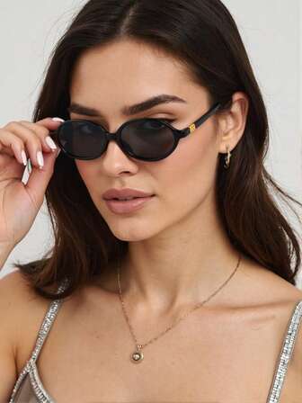 1 par damglasögon med plastbågar, ovala modeglasögon, retro minimalistiska och snygga glasögon lämpliga för skateboardåkning, parkour, cykling, vandring, camping