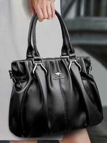 LUYIAIXI 2025 Jesień/Zima Nowa Moda Damska Retro Plisowana Duża Pojemność Torba na Jedno Ramię - Czarne - Zobacz 11