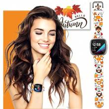 Compatible con la correa del reloj Fitbit Versa 3, Versa 4, Sense, Sense 2, correa de repuesto de silicona con patrón navideño {color_name:Dando las gracias Turquía Blanco, size_name:Para Versa4/Versa3/Sense2/Sense - Gracias 1givingTurkeyWhite - Ver 5